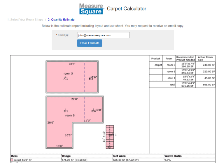 Laminate Flooring Calculator Measure Square Corp   Email Estimate Report 1 768x557 