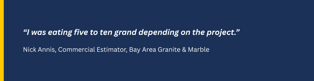 quote by a measure square customer who used a tool for a Commercial Stone Estimating Workflow