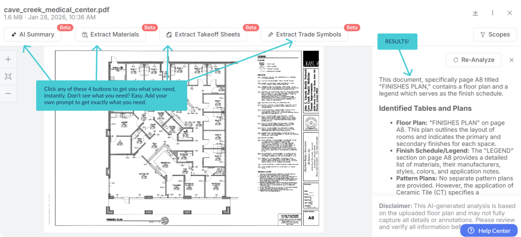screenshot of the AI Plan Analyzer in MeasureSquare CRM