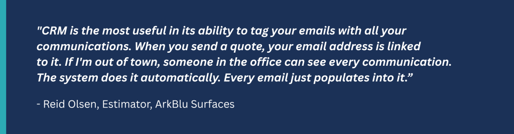 quote illustrating the efficiency of email communications and tagging in MesaureSquare CRM